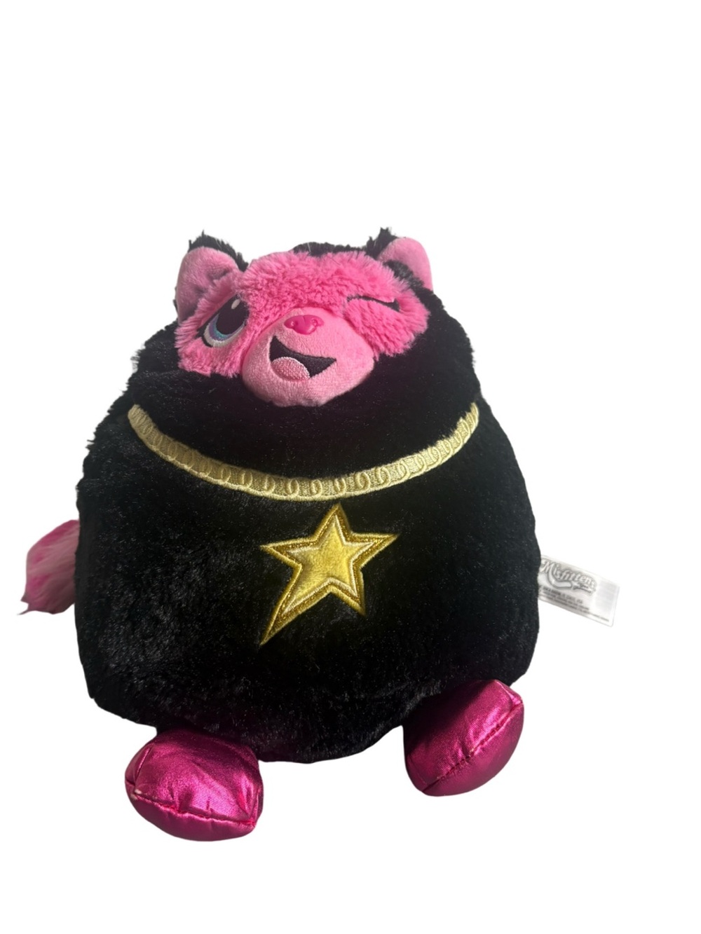 Misfittens Black Cat Plush Pink Face Gold Star Cape Soft Stuffed Toy